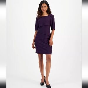 NWT Connected Apparel Textured Knit Sheath Dress in Bordeaux Size 16
